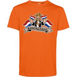 T-shirt kinderen Kingsday Cartoon | Koningsdag kleding | oranje t-shirt | Oranje | maat 140